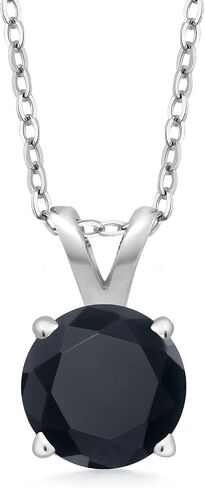 Gem Stone King 925 Sterling Silver 6MM Round Gemstone Birthstone Solitaire Pendant Necklace | 4-Prong Necklace For Women | With 18 Inch Silver Chain in Saudi Arabia