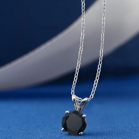 Gem Stone King 925 Sterling Silver 6MM Round Gemstone Birthstone Solitaire Pendant Necklace | 4-Prong Necklace For Women | With 18 Inch Silver Chain in Saudi Arabia