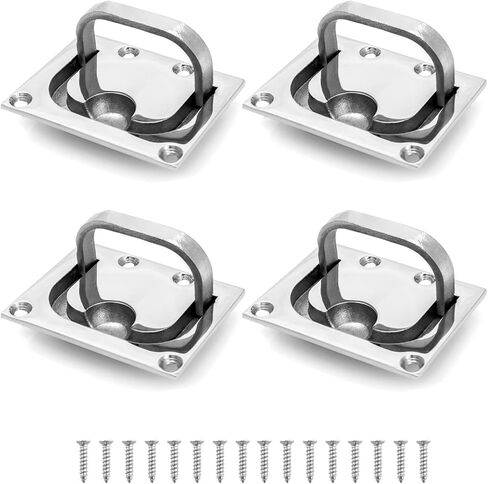 QWORK 4 عبوات من الدرجة البحرية 316 من الفولاذ المقاوم للصدأ للقارب الدائري، فتحة رفع دافق - سحب حلقة دافق مع براغي تثبيت مجانية in Kuwait