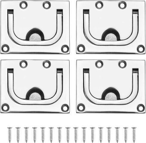 QWORK 4 عبوات من الدرجة البحرية 316 من الفولاذ المقاوم للصدأ للقارب الدائري، فتحة رفع دافق - سحب حلقة دافق مع براغي تثبيت مجانية in Kuwait