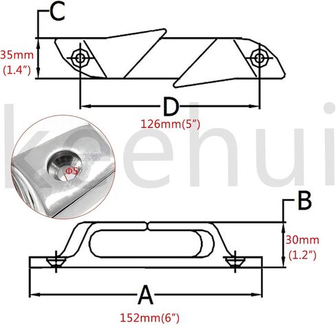 keehui Heavy Dudy Marine Grade 316 Stainless 2PCS of Right and Left 3 Holes 4-1/2"(119mm) or 6"(152mm) Boat Angled Bow Chocks Yacht Deck Dock Mooring Rope Cleat Chock in Saudi Arabia
