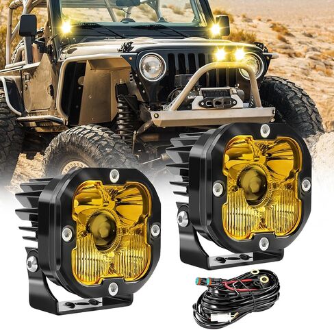 3 inch LED Light Pods for Offroad Truck Motorcycle Pickup UTV Super Bright Driving Lights 6000K White 2PCS(+DT Wiring Harness) in Saudi Arabia