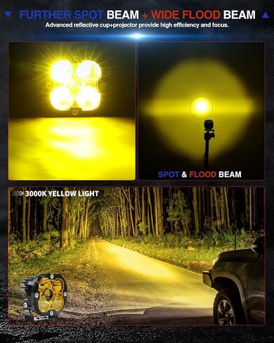 3 inch LED Light Pods for Offroad Truck Motorcycle Pickup UTV Super Bright Driving Lights 6000K White 2PCS(+DT Wiring Harness) in Saudi Arabia