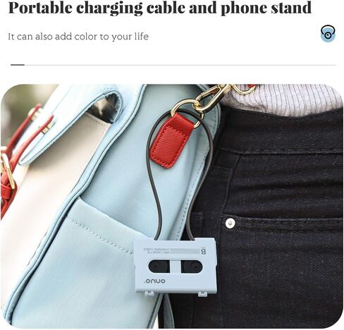 Portable iPhone Charger Cable [USB-C to Lightning] MFi Certified & Cell Phone Stand (Baby Blue) in Saudi Arabia