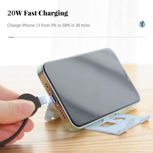 Portable iPhone Charger Cable [USB-C to Lightning] MFi Certified & Cell Phone Stand (Baby Blue) in Saudi Arabia