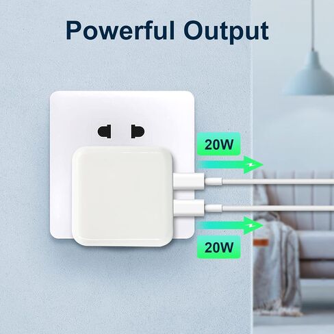 محول طاقة مدمج بمنفذ USB-C مزدوج بقدرة 35 وات PD قابل للطي USB من النوع C قابس شاحن حائط سريع لأجهزة Android وiPhone 15 14 13 12 11 Pro Max Plus Mini وiPad in Saudi Arabia