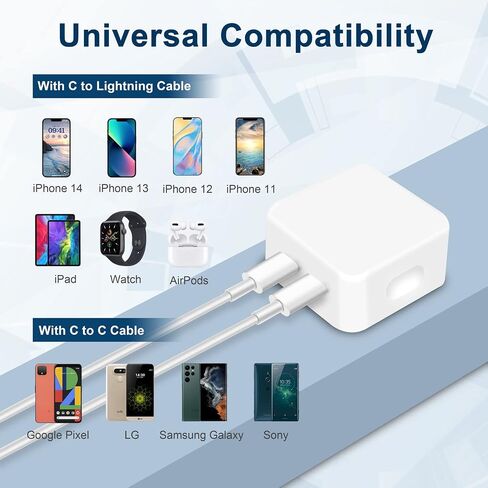 محول طاقة مدمج بمنفذ USB-C مزدوج بقدرة 35 وات PD قابل للطي USB من النوع C قابس شاحن حائط سريع لأجهزة Android وiPhone 15 14 13 12 11 Pro Max Plus Mini وiPad in Saudi Arabia