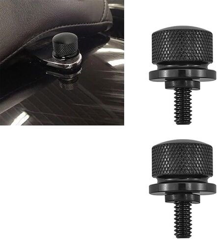 2 PCS High Strength Hardness Round Seat Fastening Screws, 1.25" CNC Knurled Side Wear-Resistant Non-Slip Quick Release Bolts, Car Seat Fixing Trim Accessories, Product for Harley (Black) in Saudi Arabia