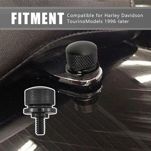 2 PCS High Strength Hardness Round Seat Fastening Screws, 1.25" CNC Knurled Side Wear-Resistant Non-Slip Quick Release Bolts, Car Seat Fixing Trim Accessories, Product for Harley (Black) in Saudi Arabia