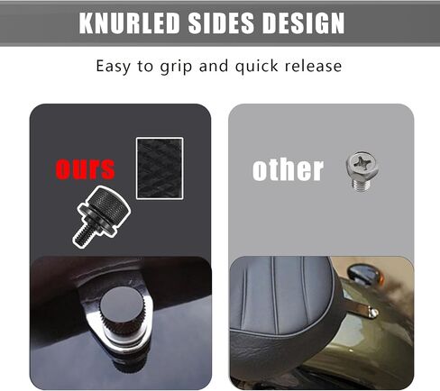 2 PCS High Strength Hardness Round Seat Fastening Screws, 1.25" CNC Knurled Side Wear-Resistant Non-Slip Quick Release Bolts, Car Seat Fixing Trim Accessories, Product for Harley (Black) in Saudi Arabia