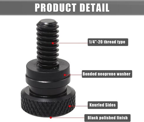 2 PCS High Strength Hardness Round Seat Fastening Screws, 1.25" CNC Knurled Side Wear-Resistant Non-Slip Quick Release Bolts, Car Seat Fixing Trim Accessories, Product for Harley (Black) in Saudi Arabia