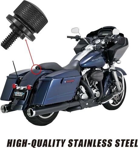 2 PCS High Strength Hardness Round Seat Fastening Screws, 1.25" CNC Knurled Side Wear-Resistant Non-Slip Quick Release Bolts, Car Seat Fixing Trim Accessories, Product for Harley (Black) in Saudi Arabia