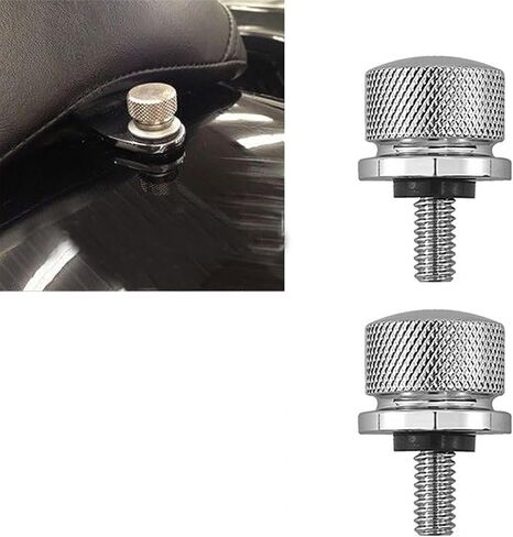 2 PCS High Strength Hardness Round Seat Fastening Screws, 1.25" CNC Knurled Side Wear-Resistant Non-Slip Quick Release Bolts, Car Seat Fixing Trim Accessories, Product for Harley (Black) in Saudi Arabia