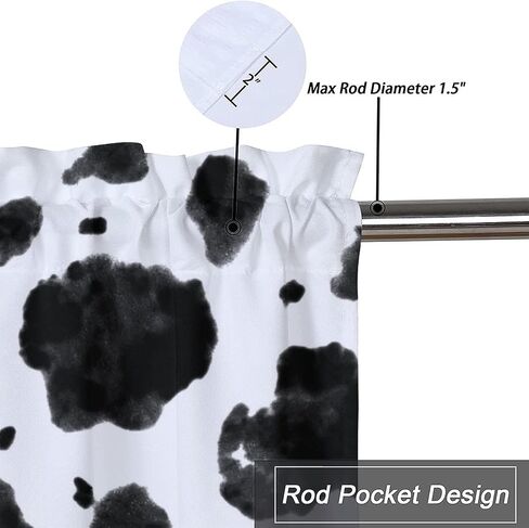 Farmhouse Cow Print Window Valances Rustic Black White Cattle Fur Spot Rod Pocket Decoration Window Valance Curtains 54x18inch（1Pcs） in Saudi Arabia