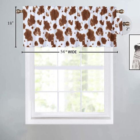 Farmhouse Cow Print Window Valances Rustic Black White Cattle Fur Spot Rod Pocket Decoration Window Valance Curtains 54x18inch（1Pcs） in Saudi Arabia