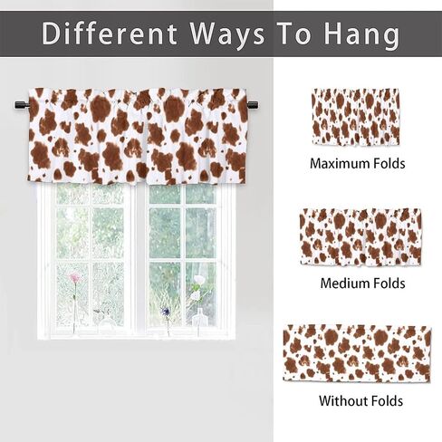 Farmhouse Cow Print Window Valances Rustic Black White Cattle Fur Spot Rod Pocket Decoration Window Valance Curtains 54x18inch（1Pcs） in Saudi Arabia