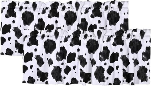 Farmhouse Cow Print Window Valances Rustic Black White Cattle Fur Spot Rod Pocket Decoration Window Valance Curtains 54x18inch（1Pcs） in Saudi Arabia