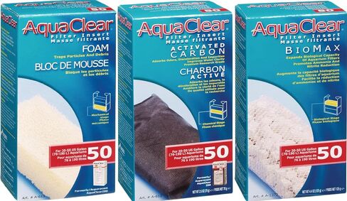 Aquaclear 20 Aquaclear 30 Aquaclear 50 Aquaclear 70 Aquaclear 110 حزمة صيانة وسائط الفلتر المعلقة على الظهر (كمية تكفي لمدة 3 أشهر) رغوة الكربون النشطة بيوماكس (أكواكلير 20 حزمة) in Saudi Arabia