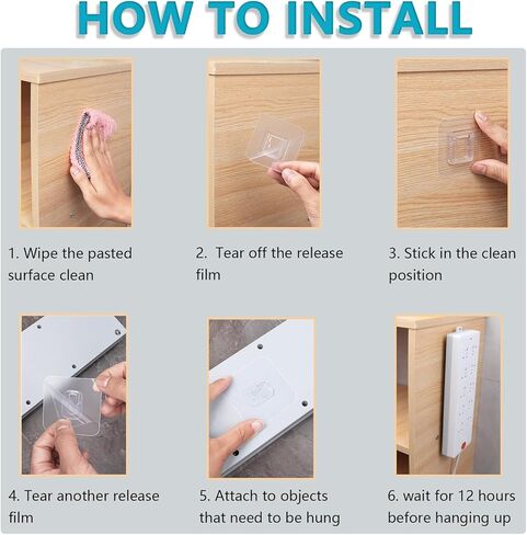 30 زوجًا من خطافات الحائط اللاصقة مزدوجة الجوانب، خطافات ذاتية اللصق شفافة، خطافات لاصقة مقاومة للماء للمطبخ والحمام والمكتب in Kuwait