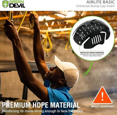 قبعة صدمات عالمية من GREEN DEVIL لقبعات البيسبول مزودة بفتحات تهوية وخفيفة الوزن وقبعة آمنة للرجال والنساء قطعة واحدة باللون الأسود in Kuwait