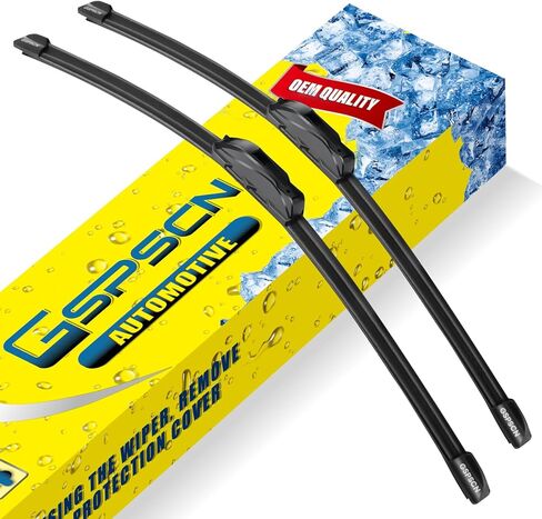 GSPSCN OEM جودة 24 بوصة + 16 بوصة شفرات ممسحة الزجاج الأمامي البديلة الأصلية الممتازة، شفرات ممسحة أوتوماتيكية هادئة ومتينة ومستقرة عالية الأداء طوال الموسم لخطاف J (حزمة من 2) in Kuwait