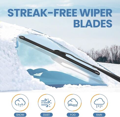GSPSCN OEM جودة 24 بوصة + 16 بوصة شفرات ممسحة الزجاج الأمامي البديلة الأصلية الممتازة، شفرات ممسحة أوتوماتيكية هادئة ومتينة ومستقرة عالية الأداء طوال الموسم لخطاف J (حزمة من 2) in Kuwait