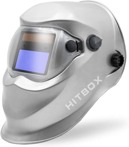 خوذة لحام من هيتبوكس تعمل بالطاقة الشمسية، غطاء تعتيم تلقائي مع نطاق ظل قابل للتعديل لقناع لحام البلازما TIG MIG ARC (فضي) in Kuwait