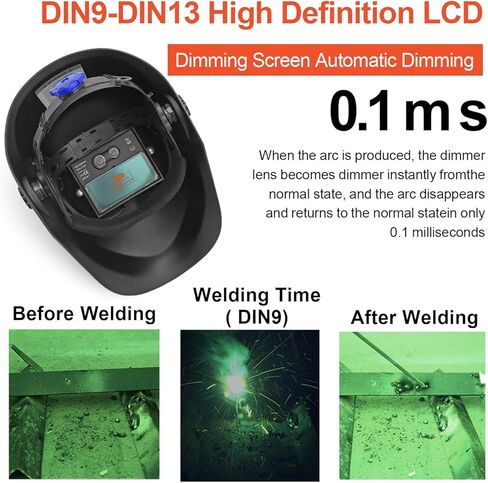 خوذة لحام من هيتبوكس تعمل بالطاقة الشمسية، غطاء تعتيم تلقائي مع نطاق ظل قابل للتعديل لقناع لحام البلازما TIG MIG ARC (فضي) in Kuwait