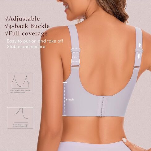 حمالات صدر لاسلكية مموجة للنساء، حمالات صدر مريحة بدون أسلاك مع دعم بدون خياطة برقبة على شكل حرف V للسيدات، حمالات صدر مريحة - أرجواني، مقاس XL in Kuwait