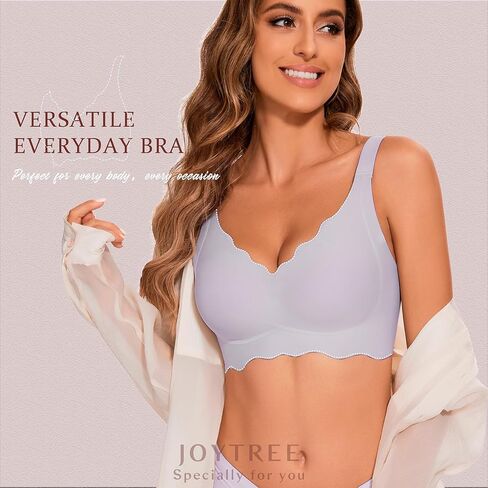 حمالات صدر لاسلكية مموجة للنساء، حمالات صدر مريحة بدون أسلاك مع دعم بدون خياطة برقبة على شكل حرف V للسيدات، حمالات صدر مريحة - أرجواني، مقاس XL in Kuwait