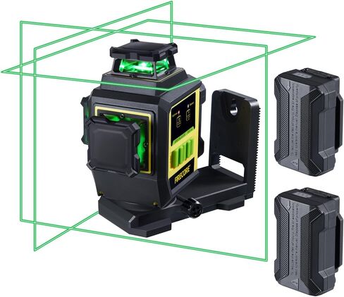 Firecore Laser Level 3 X 360 Self Leveling، أداة ليزر لمحاذاة الخطوط المتقاطعة للشعاع الأخضر مع 3 إعدادات سطوع، تصنيف IP54، بطاريتان قابلتان لإعادة الشحن ودعامة مدمجة (F95T-XG) in Kuwait