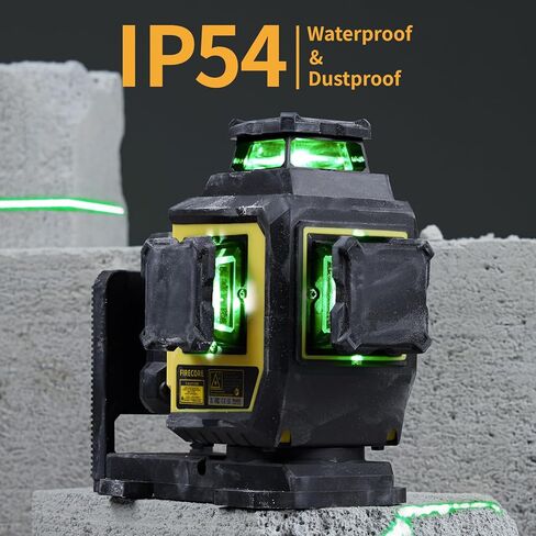 Firecore Laser Level 3 X 360 Self Leveling، أداة ليزر لمحاذاة الخطوط المتقاطعة للشعاع الأخضر مع 3 إعدادات سطوع، تصنيف IP54، بطاريتان قابلتان لإعادة الشحن ودعامة مدمجة (F95T-XG) in Kuwait