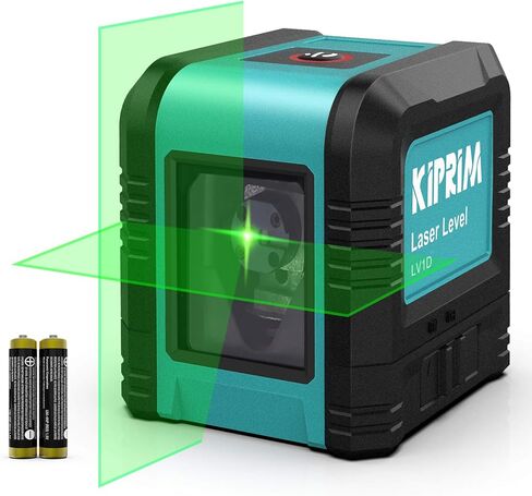 Kiprim Laser Level Self-Leveling Green Beam Horizontal and Vertical Cross-Line Laser for Construction,Picture Hanging,Wall Writing Painting,Home Renovation,Floor Tile, Carrying Pouch, Battery Included in Saudi Arabia