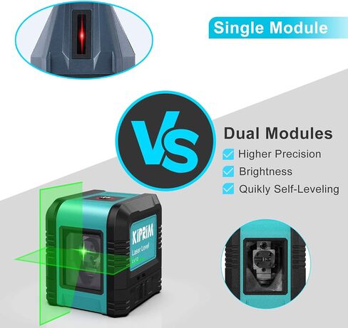 Kiprim Laser Level Self-Leveling Green Beam Horizontal and Vertical Cross-Line Laser for Construction,Picture Hanging,Wall Writing Painting,Home Renovation,Floor Tile, Carrying Pouch, Battery Included in Saudi Arabia