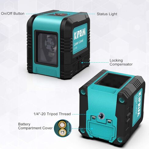 Kiprim Laser Level Self-Leveling Green Beam Horizontal and Vertical Cross-Line Laser for Construction,Picture Hanging,Wall Writing Painting,Home Renovation,Floor Tile, Carrying Pouch, Battery Included in Saudi Arabia