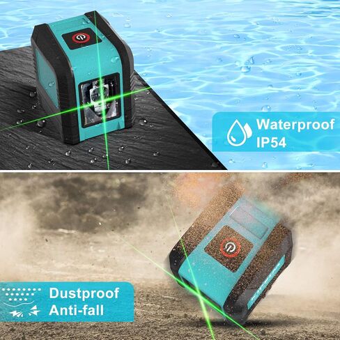 Kiprim Laser Level Self-Leveling Green Beam Horizontal and Vertical Cross-Line Laser for Construction,Picture Hanging,Wall Writing Painting,Home Renovation,Floor Tile, Carrying Pouch, Battery Included in Saudi Arabia