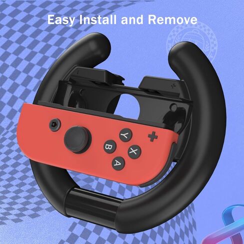 عجلة قيادة سويتش لجهاز تحكم نينتندو سويتش جوي كون، قطعتان من قبضة عجلة السباق سويتش مناسبة ماريو كارت 8 ديلوكس لجهاز سويتش أوليد جوي كون، ملحقات ألعاب سباقات التبديل in Kuwait