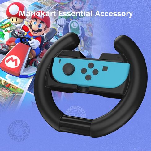 عجلة قيادة سويتش لجهاز تحكم نينتندو سويتش جوي كون، قطعتان من قبضة عجلة السباق سويتش مناسبة ماريو كارت 8 ديلوكس لجهاز سويتش أوليد جوي كون، ملحقات ألعاب سباقات التبديل in Kuwait
