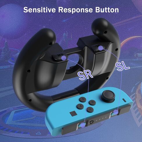 عجلة قيادة سويتش لجهاز تحكم نينتندو سويتش جوي كون، قطعتان من قبضة عجلة السباق سويتش مناسبة ماريو كارت 8 ديلوكس لجهاز سويتش أوليد جوي كون، ملحقات ألعاب سباقات التبديل in Kuwait