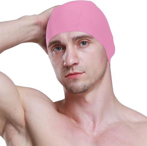 Swimming Cap Pure Color Unisex Adult Swim Cap Polyester in Saudi Arabia