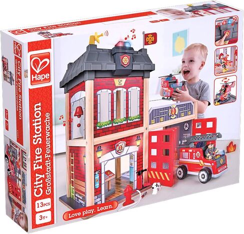 Hape Fire Station Playset| Wooden Dollhouse Kid’s Toy, Stimulates Key Motor Skills And Promotes Team Play (E3023) Multicolor, L: 23.6, W: 11.8, H: 18.8 inch in Saudi Arabia