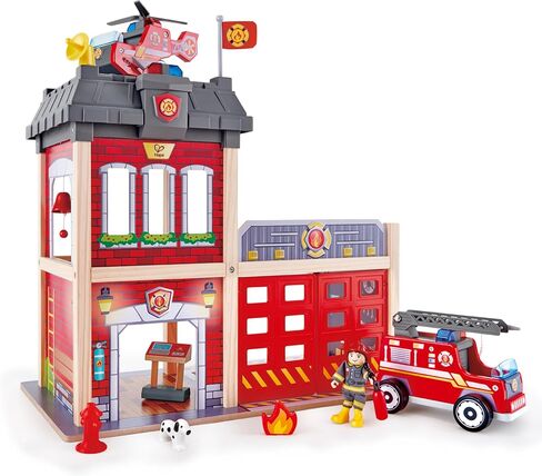 Hape Fire Station Playset| Wooden Dollhouse Kid’s Toy, Stimulates Key Motor Skills And Promotes Team Play (E3023) Multicolor, L: 23.6, W: 11.8, H: 18.8 inch in Saudi Arabia