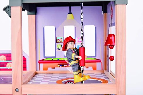 Hape Fire Station Playset| Wooden Dollhouse Kid’s Toy, Stimulates Key Motor Skills And Promotes Team Play (E3023) Multicolor, L: 23.6, W: 11.8, H: 18.8 inch in Saudi Arabia