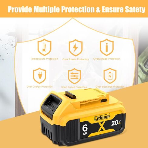 Bonadget 2Pack 6.0Ah Battery Replecement for Dewalt 20V MAX Battery Compatible with Dewalt 20V Battery DCB200 DCB205 DCB206 for 20Volt Dewalt Batteries MAX XR DCD DCF DCG Series Cordless Power Tools in Kuwait