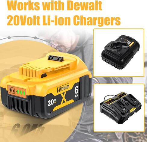 Bonadget 2Pack 6.0Ah Battery Replecement for Dewalt 20V MAX Battery Compatible with Dewalt 20V Battery DCB200 DCB205 DCB206 for 20Volt Dewalt Batteries MAX XR DCD DCF DCG Series Cordless Power Tools in Kuwait