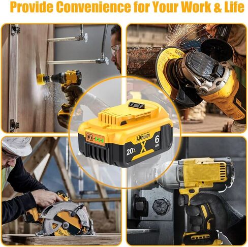 Bonadget 2Pack 6.0Ah Battery Replecement for Dewalt 20V MAX Battery Compatible with Dewalt 20V Battery DCB200 DCB205 DCB206 for 20Volt Dewalt Batteries MAX XR DCD DCF DCG Series Cordless Power Tools in Kuwait