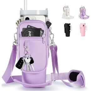 Water Bottle Carrier with Strap for Stanley Cup Accessories 40oz - Tumbler Water Bottle Holder Bag for Walking with Phone Pocket in Saudi Arabia
