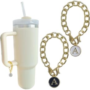 Stanley Cup Charms for Handle, 2PCS Letter Charms Accessories Initial Name ID Personalized Identification Stanley Handle Charm, Stanley Initial Letter Chain Keychain Charm for Stanley Tumbler