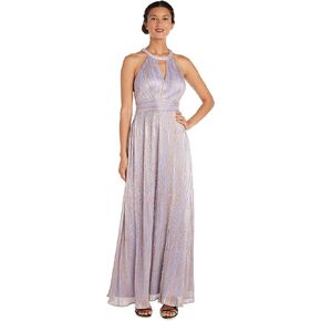 Long Shimmer Gown with Cut Outs and Open Back