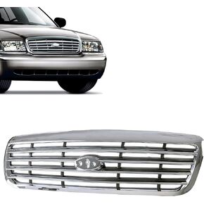 Perfit Liner New Front Upper Chrome Gray Grille Grill 1998-2011 Compatible With FORD Crown Victoria Fits FO1200346 F8AZ8200AA